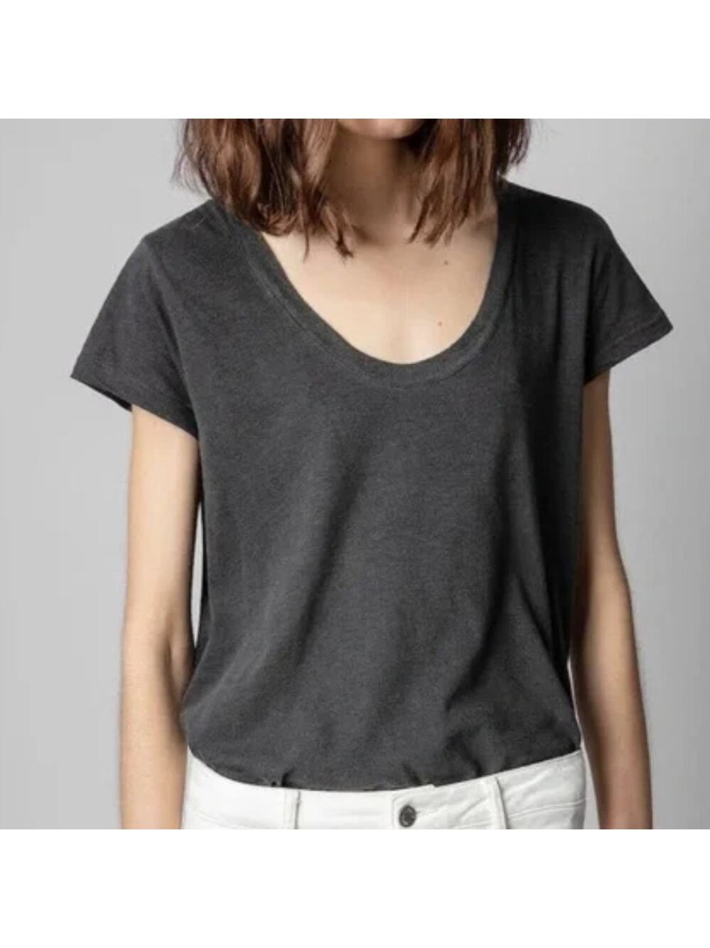 Zadig & Voltaire Tiny Slub Overdyed Grey Short Sleeve T-Shirt / Tee / Top - NWOT